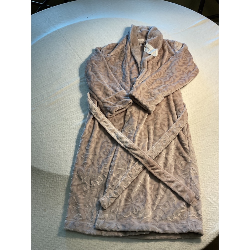 Daydream Berkshire Home Plush Robe Women's Small New Beige Floral Spa Loungewear